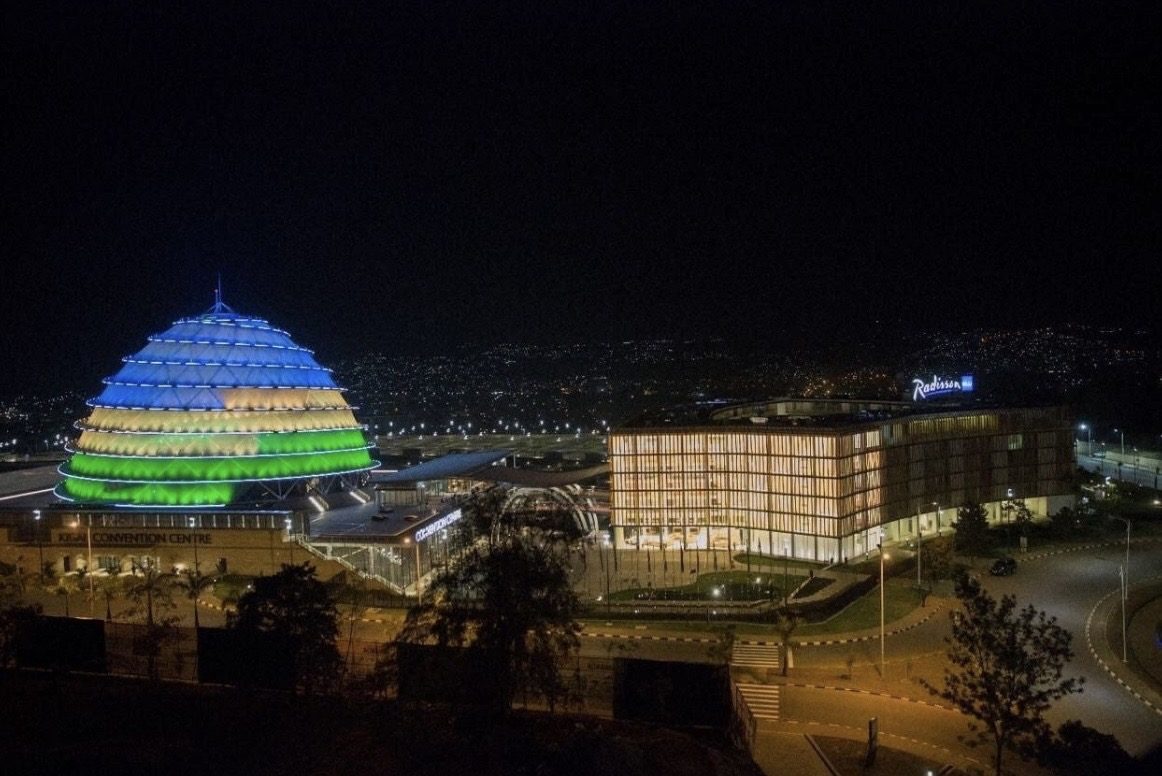 Kigali Convention Centre at night